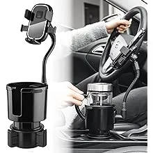 Cup Holder Expander for Car, 2 in 1 Adjustable Car Cup Holder Phone Mount, Auto Cup Holder Extender with Adjustable Base, 360° Rotation Car Cell Phone Holder Compatible with All Smartphone