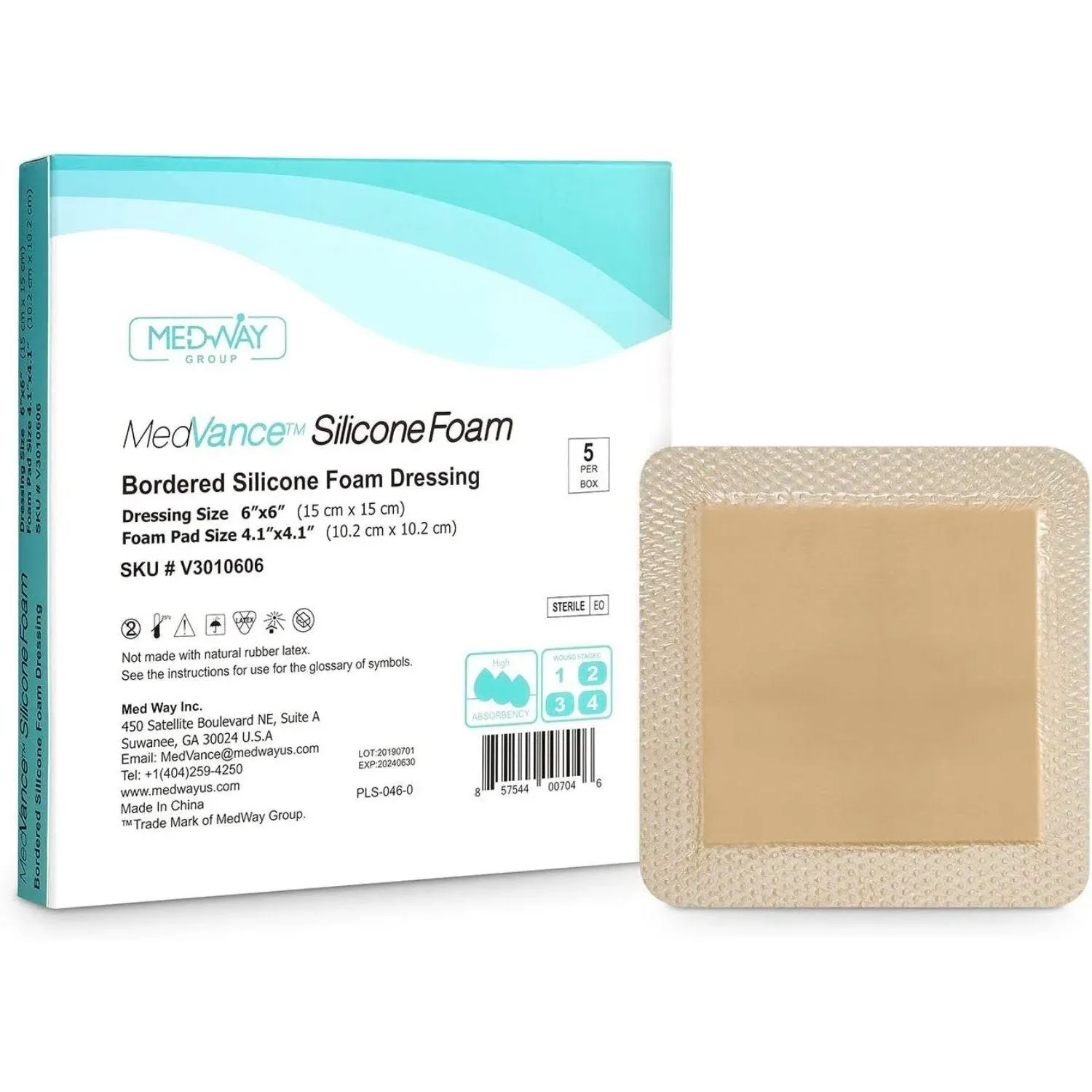 MedVance Silicone - Bordered Silicone Foam Dressing 6"x6"