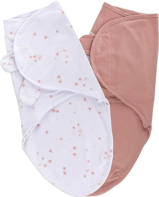 Ely's&Co. Adjustable Swaddle 2 Pack Dusty Rose