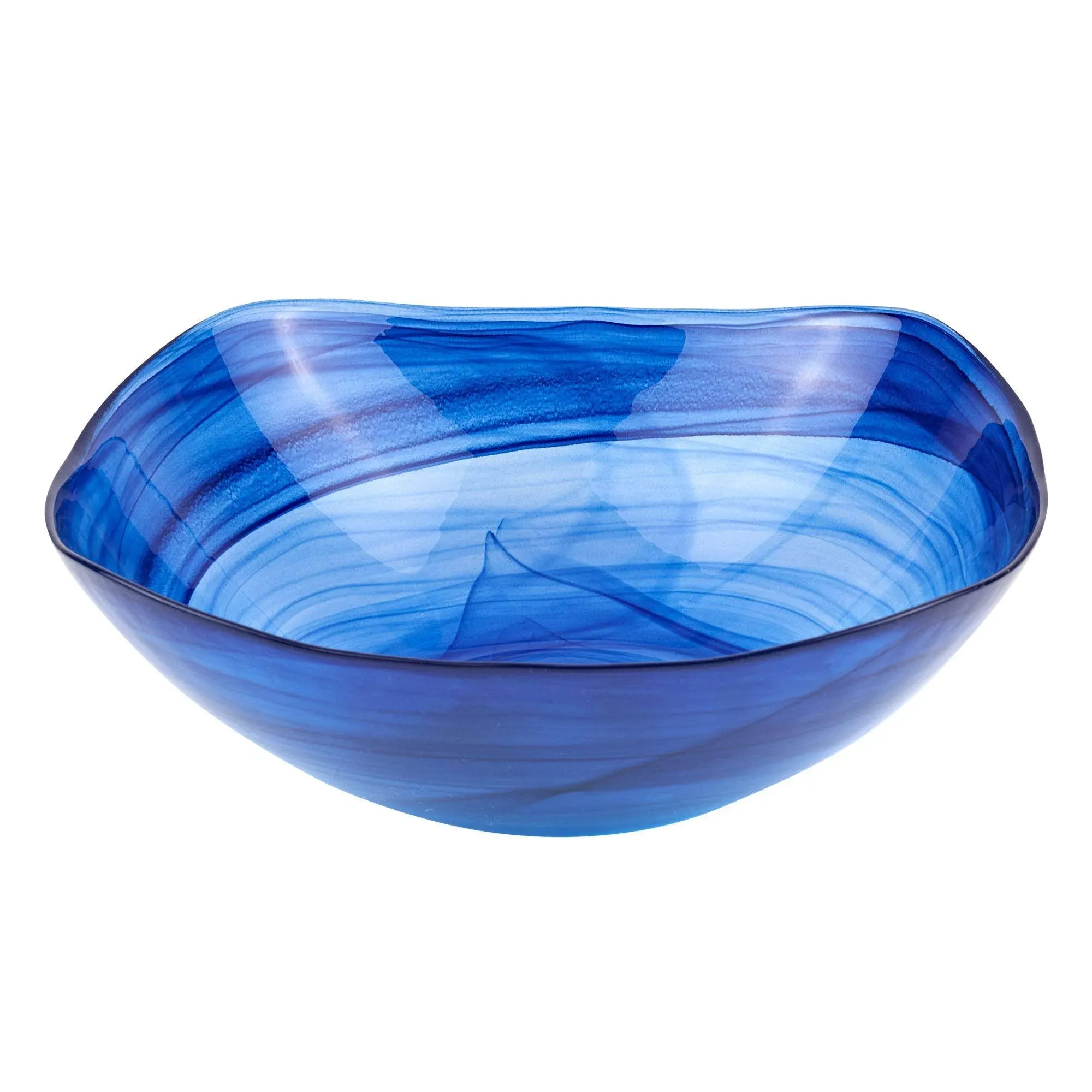 Badash Cobalt Blue Bowl Alabaster Glass Centerpiece Serving Bowl - 10” Diameter