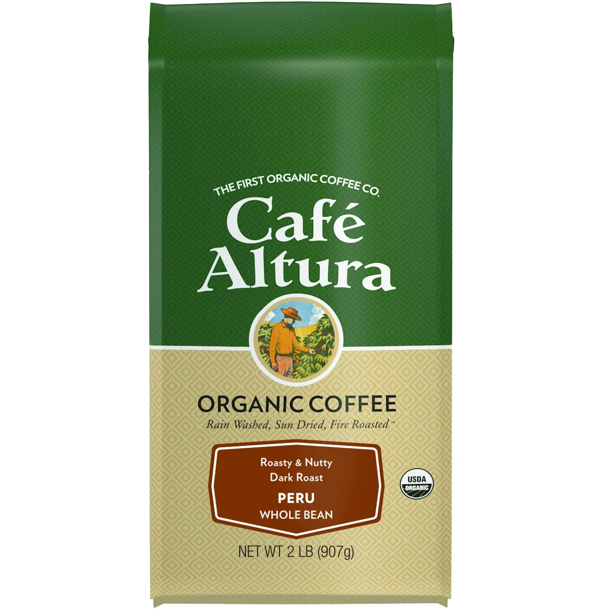 Cafe Altura Whole Bean Organic Coffee, 2 Pound, 1.99 Pound, Peruvian Dark Roast, 32 Oz