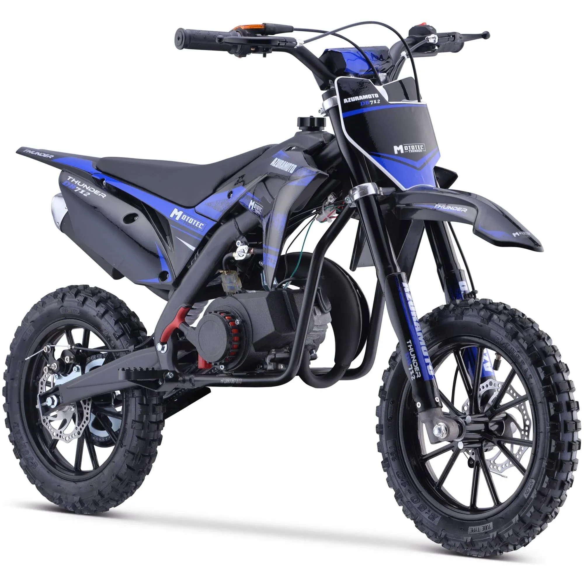 MotoTec Thunder 50cc 2-Stroke Kids GAS Dirt Bike Blue