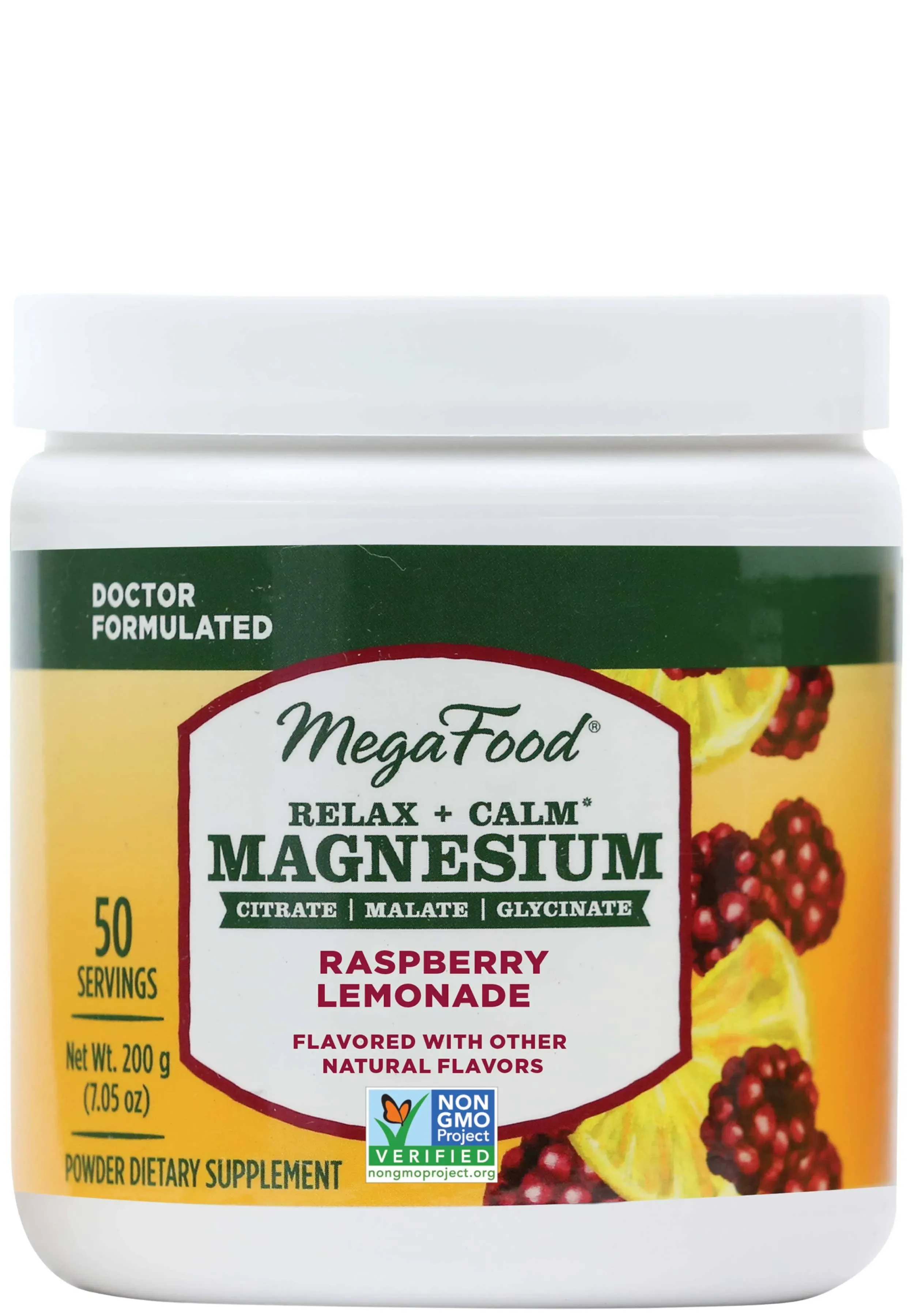 MegaFood Relax + Calm Magnesium Powder - Highly Absorbable Magnesium Glycinate, Magnesium Citrate & Magnesium Malate - Without 9 Food Allergens - Raspberry Lemonade Flavor - 7.05 Oz (50 Servings)