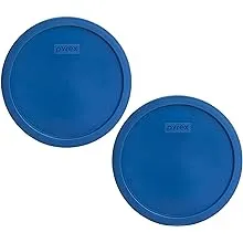 Pyrex 7401-PC Lake Blue Round Plastic Food Storage Replacement Lid (2-Pack)