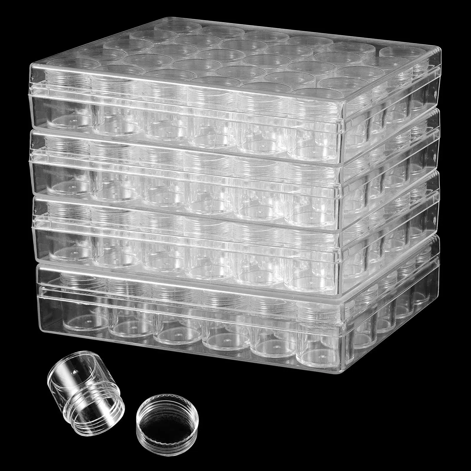 HAKZEON 4 Pack 30 Grids Diamond Painting Storage Box with Lids Clear Embroide...