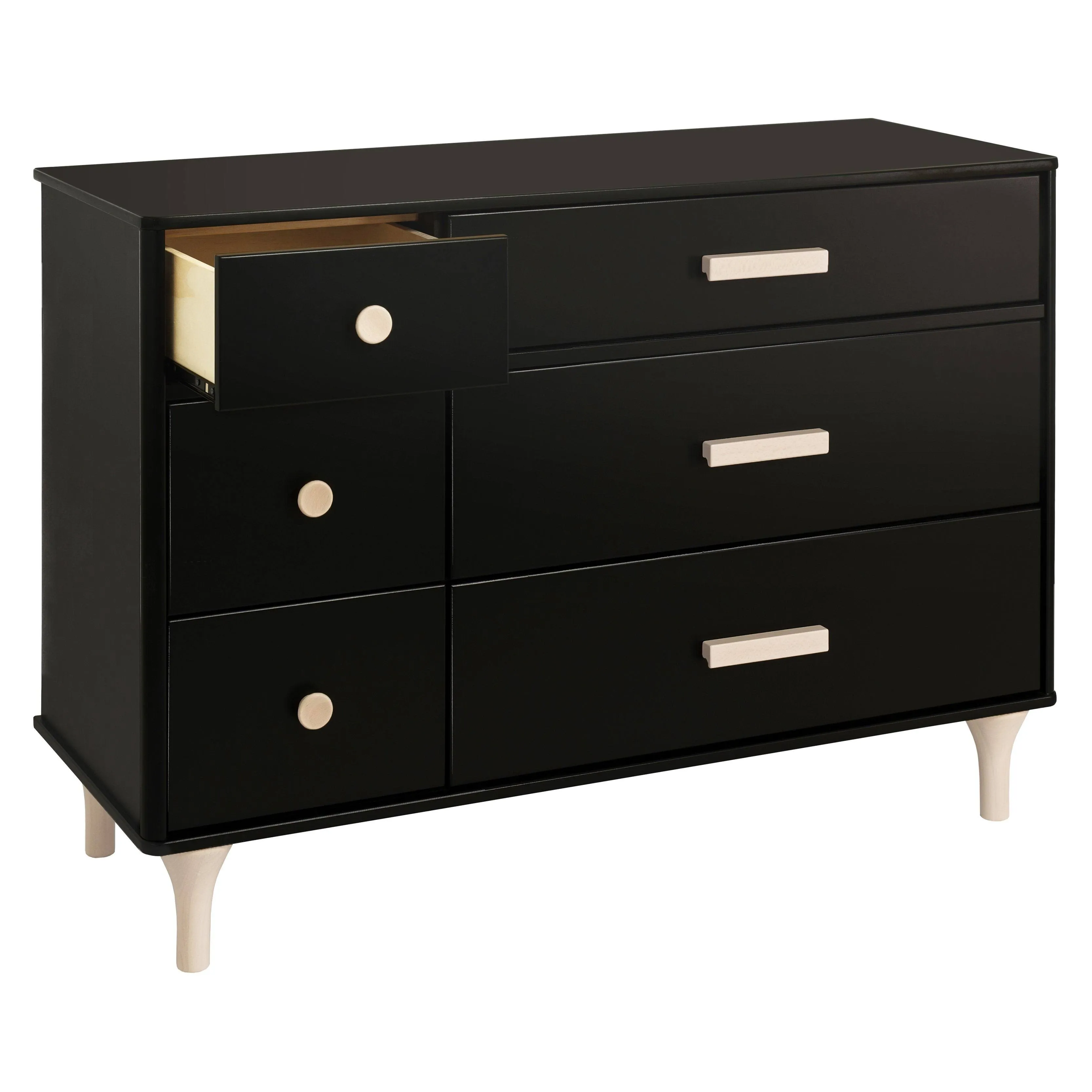 Babyletto Lolly 6 Drawer Double Dresser in Black and Natural