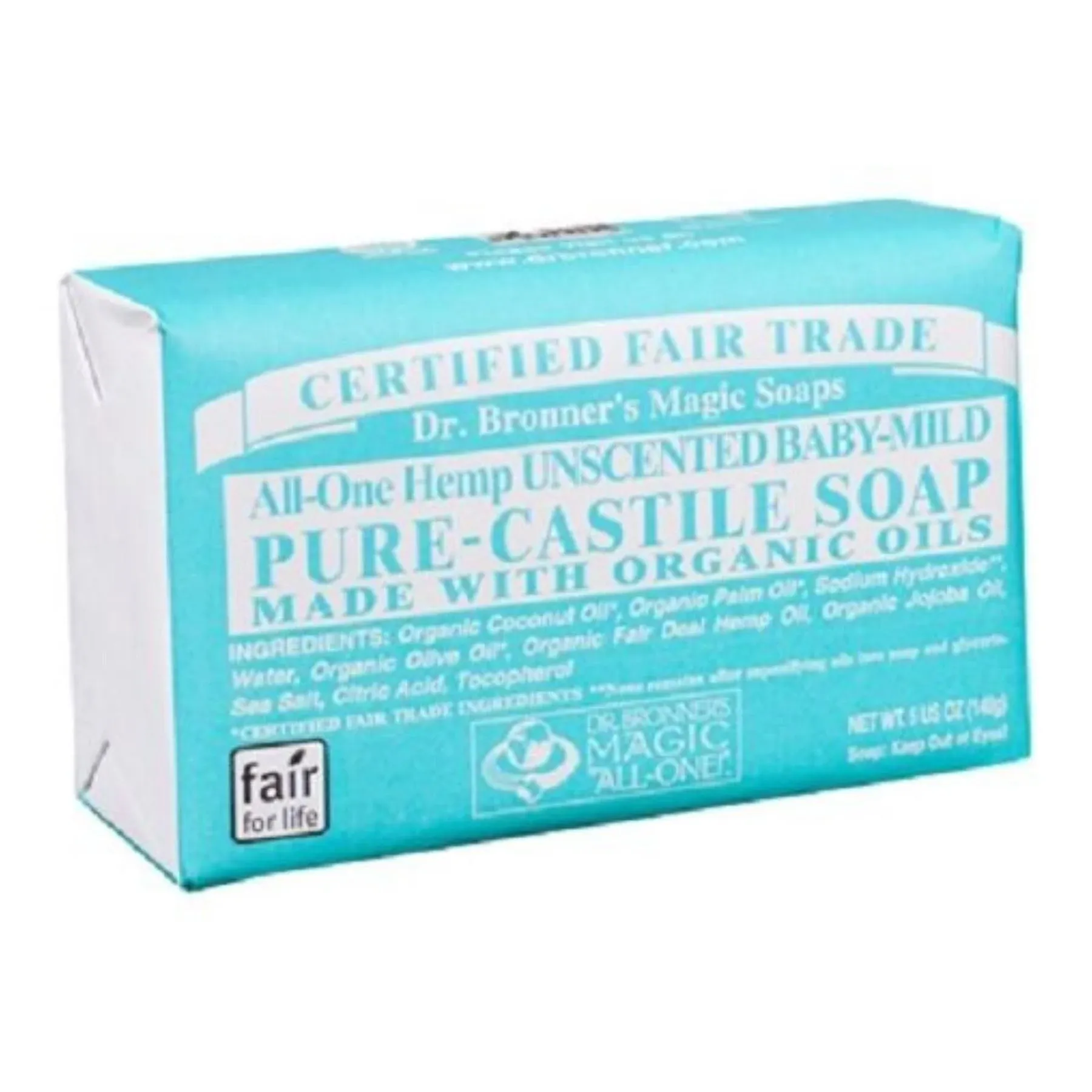 Dr. Bronner's Organic Pure-Castile Soap, Unscented Baby Mild - 5 oz bar