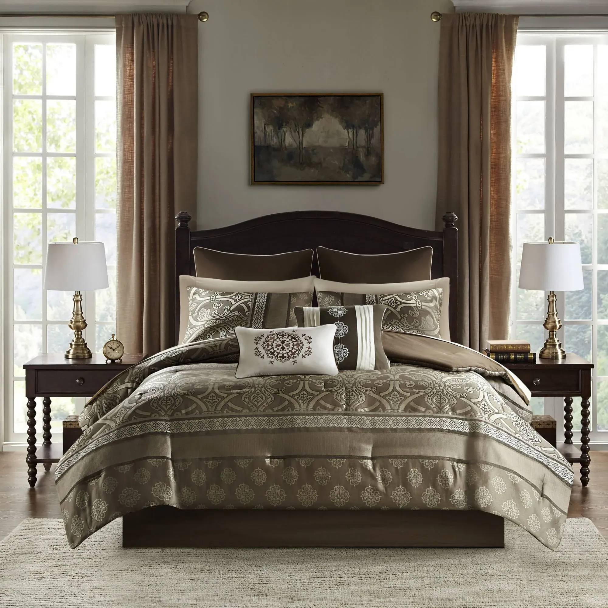 Madison Park Essentials - Zara 16 Piece Jacquard Complete Bedding Set with 2 ...