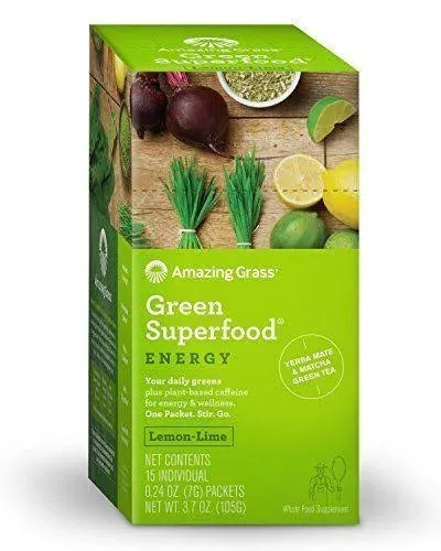 Amazing Grass Green Superfood Drink Powder, Lemon Lime - 15 pack, 0.25 oz each