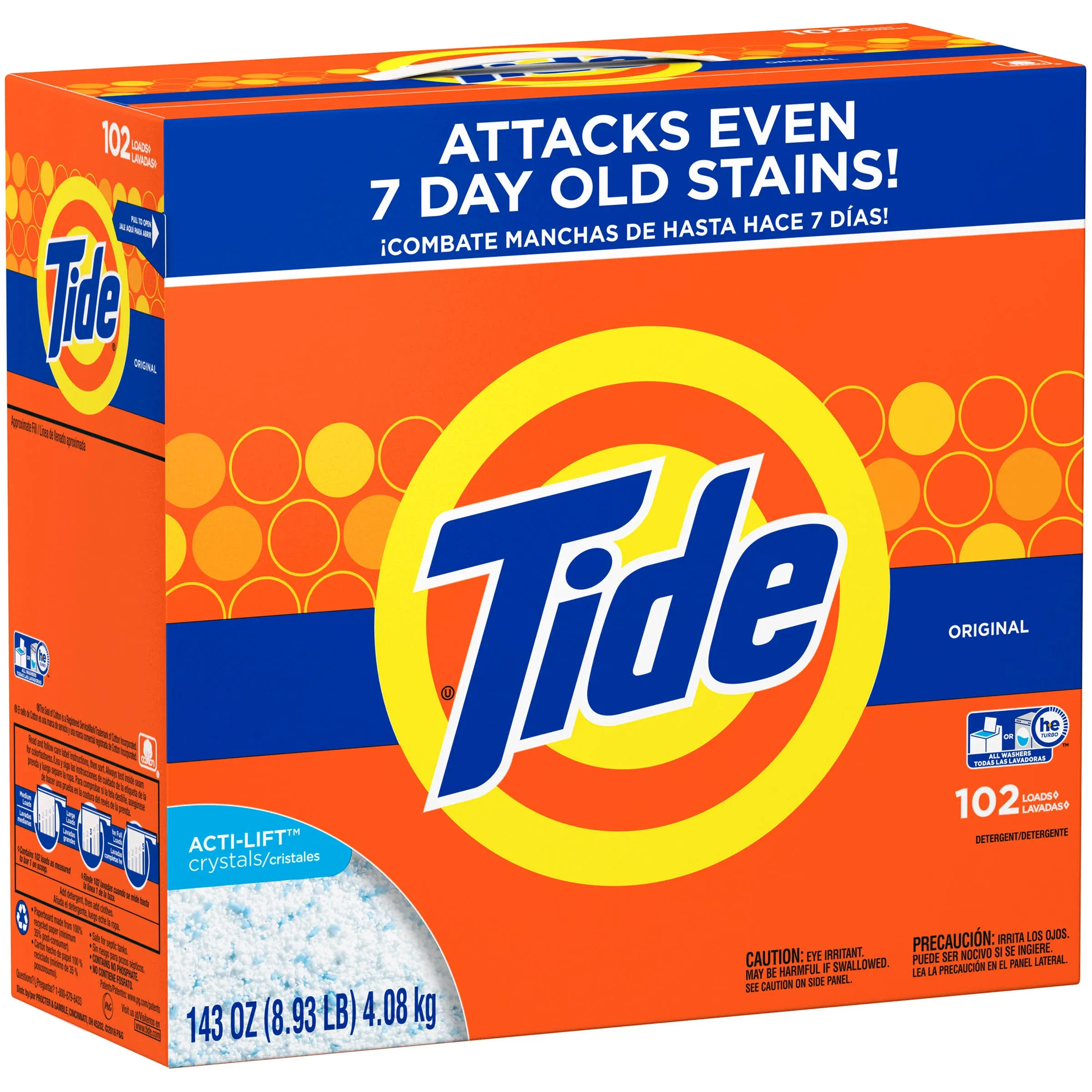 Tide Original 113 Loads, Powder Laundry Detergent, 143 oz