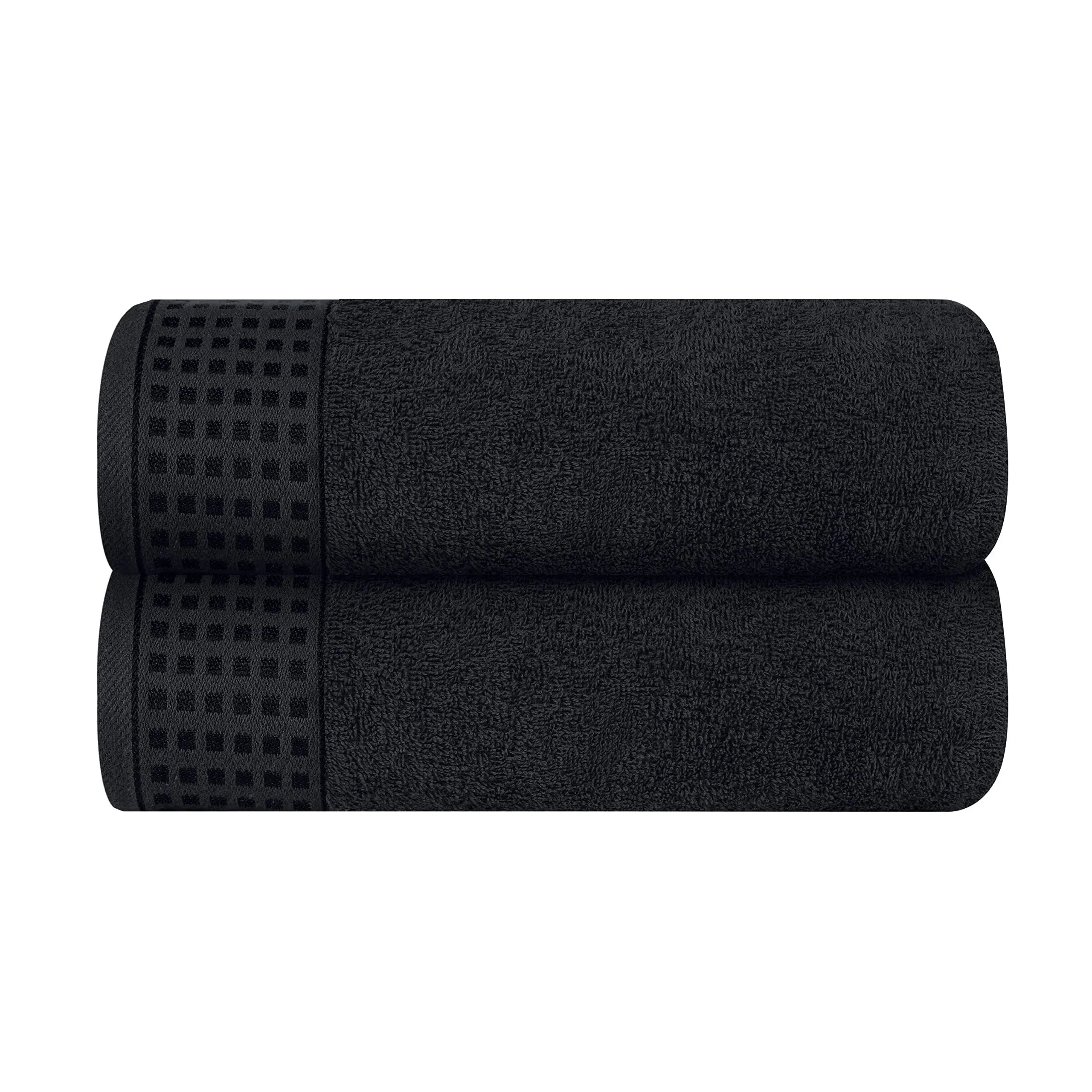  100% Cotton 2 Pack Oversized Bath Towel Set 28x55 2 Pack Bath Towels Black