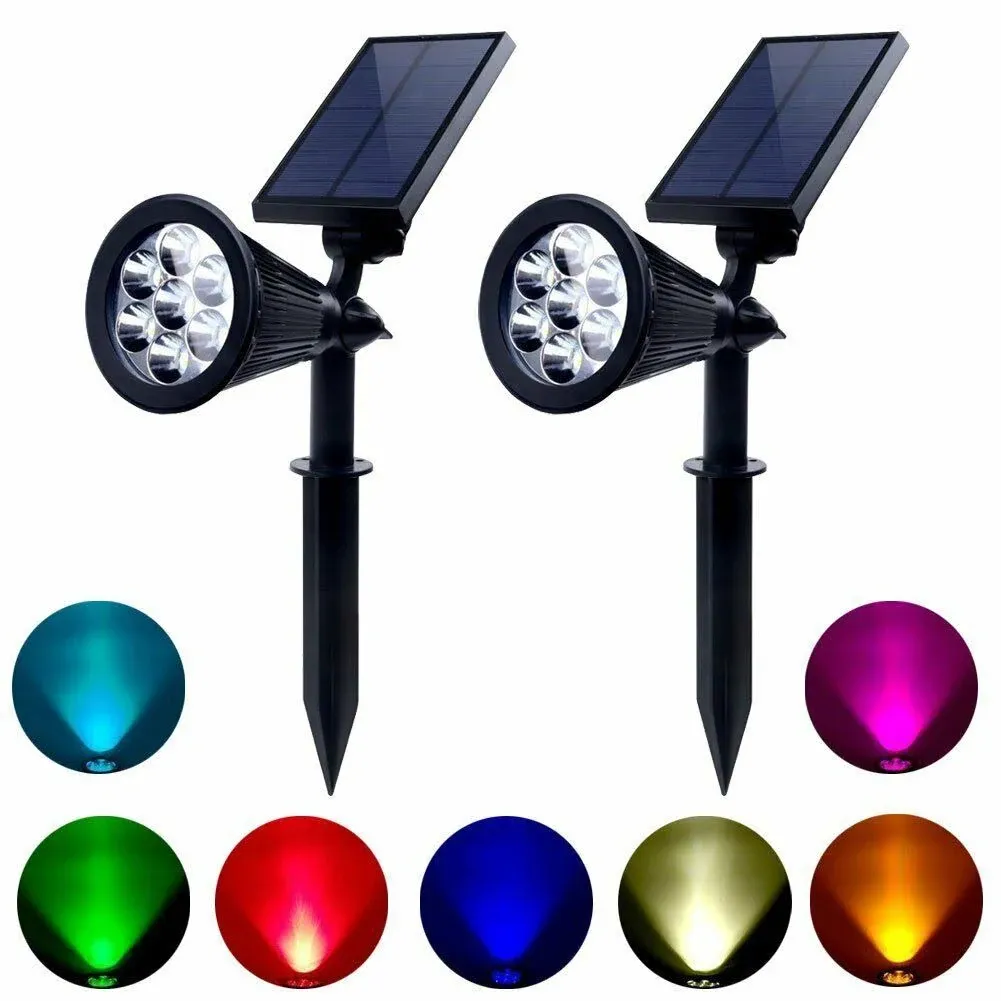 Solar Lights Outdoor Colored Waterproof 7 LED Color Changing Solar Spot Lights Landscape Spotlight for Yard Garden Patio Lawn 2 Pics