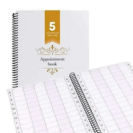 Undated Appointment Book - 5 Columns, 200 Pages with Pen Holder: Hourly Weekly Planner for Salon, Hairdresser, Restaurant, Spa, and Stylist Scheduling