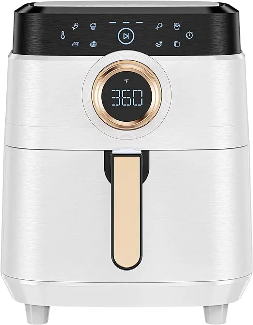 Air Fryer, ALLCOOL Airfryer Oven 8QT Large 1700W 8-in-1 with Touch Screen Air Fryers Dishwasher Safe Nonstick Basket Freidora de Aire 36 Recipes BPA & PFOA Free White