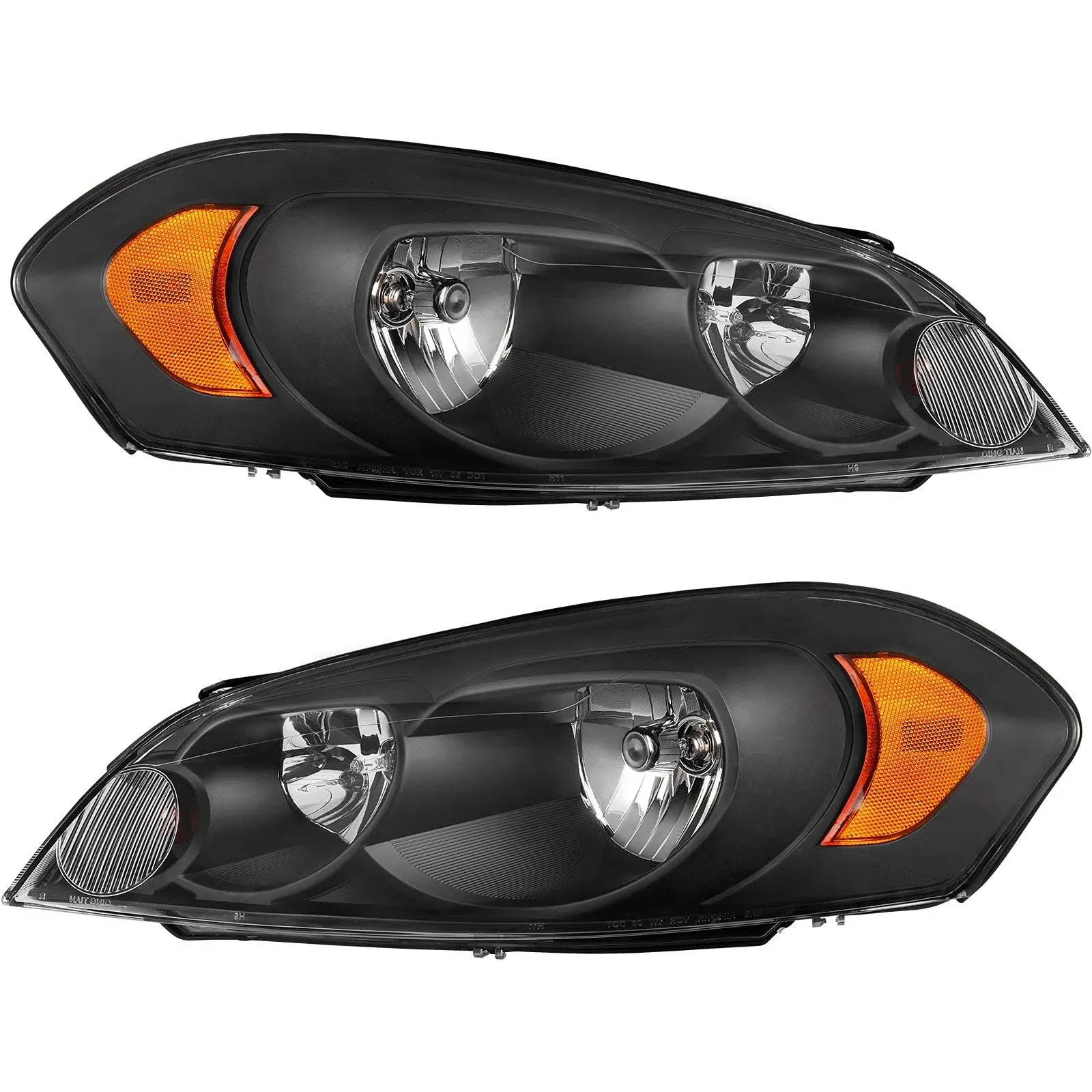 AUTOSAVER88 Headlight Assembly Compatible with 2006-2013 Chevy Impala 06 07 Chevy Monte Carlo Replacement Headlamp Black Housing Amber Reflector Clear Lens