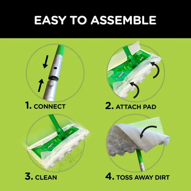 Swiffer Sweeper 2-in-1 Mops for Floor Cleaning, Dry and Wet Multi Surface Floor Cleaner, Sweeping and Mopping Starter Kit, Includes 1 Mop + 19 Refills, 20 Piece Set