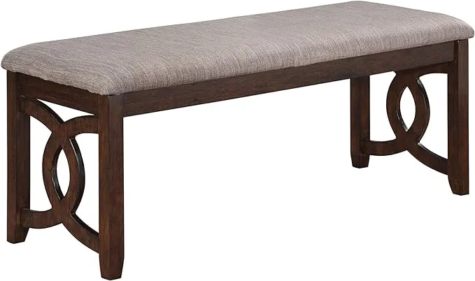 New Classic Furniture Gia Upholstered Dining Bench, Cherry Brown