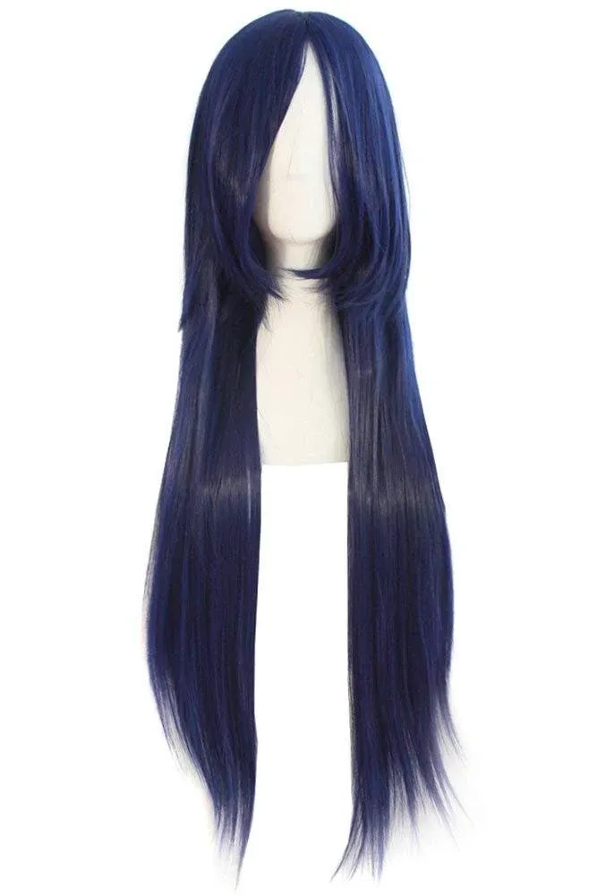 MapofBeauty 32" 80cm Long Straight Anime Costume Cosplay Wig Party Wig (Black)