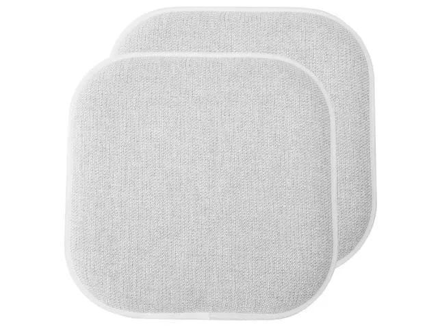 Sweet Home Collection Chair Cushion Memory Foam Pads Honeycomb Pattern Slip Non Skid Rubber Back Rounded Square 16' x 16' Seat Cover, 2 Pack.