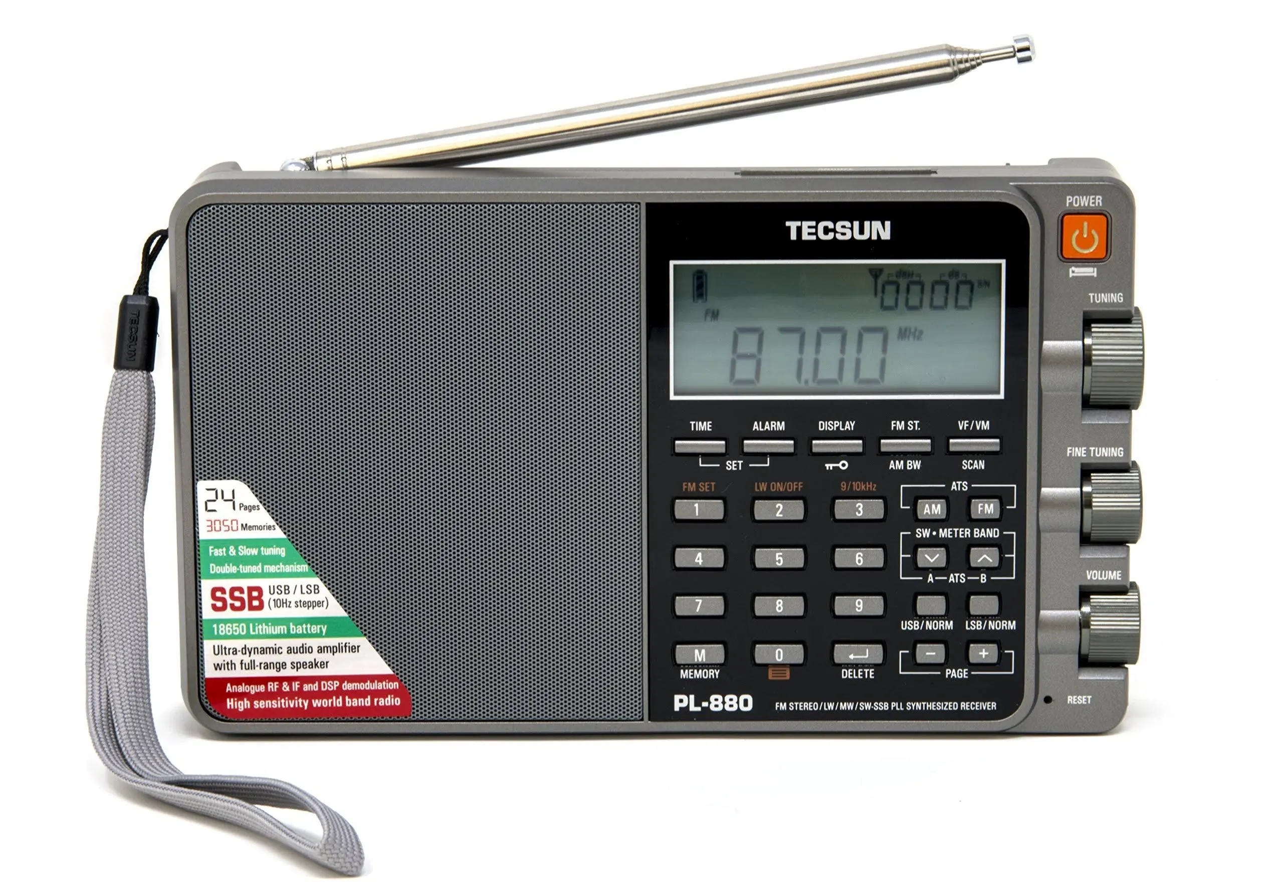 Radio portable Techsun PL-880,radio stéréo à haute performance et réglage digital à bande complète,lecteur de médias ondes courtes. - Noir
                                                        COD
                                                    
  