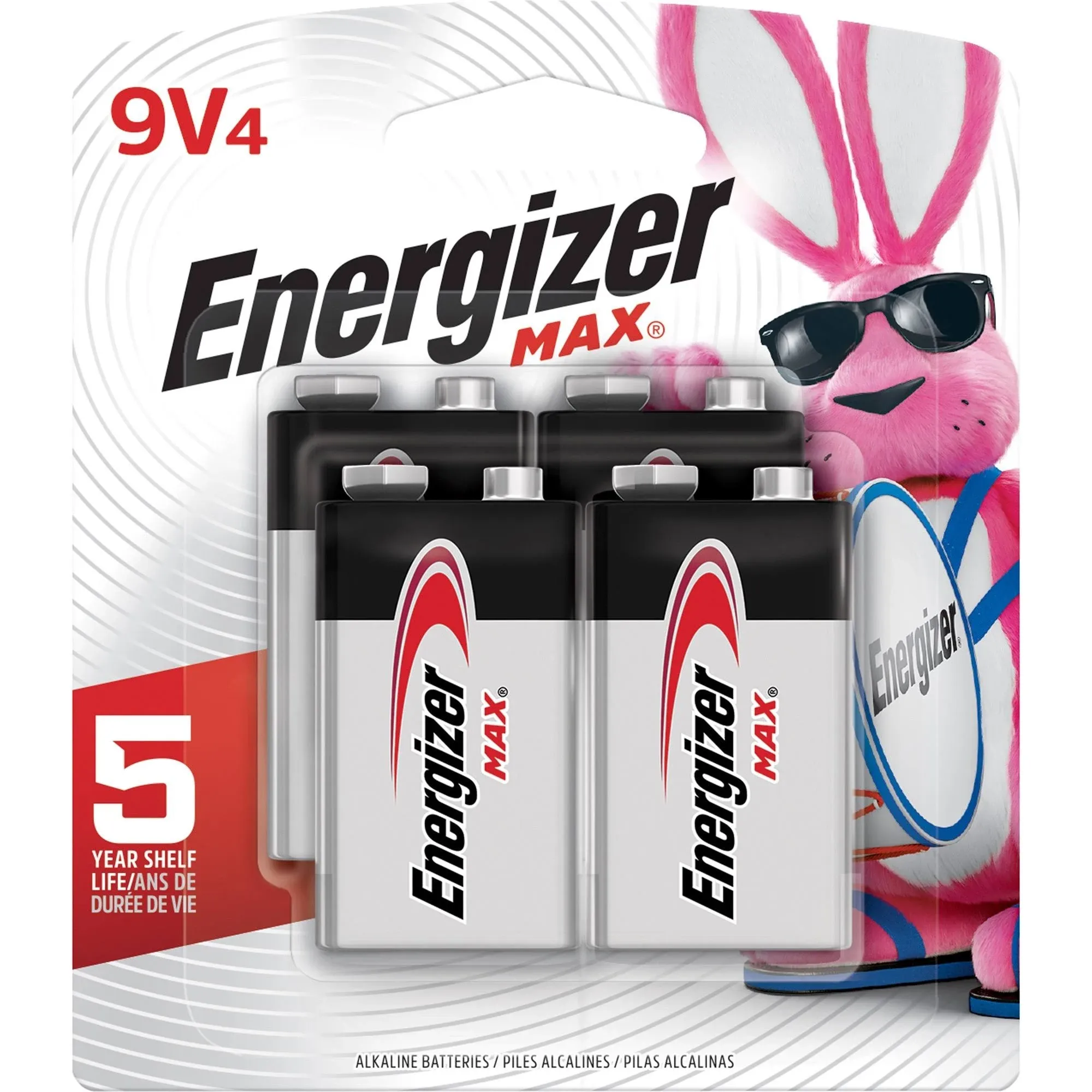 9 Volt Energizer MAX 522BP4 Alkaline Batteries (4 Card)