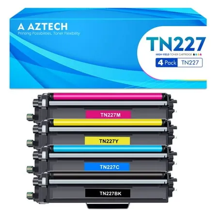 TN227 High Yield Toner Cartridge 4-Pack Compatible for Brother TN-227 TN223 TN-227BK/C/M/Y HL-L3270CDW HL-L3290CDW HL-L3210CW MFC-L3770CDW MFC-L3750CDW Printer (Black Cyan Magenta Yellow)