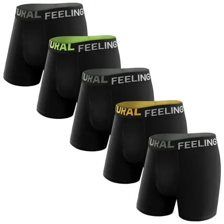 Natural Feelings Mens Underwear Boxer Briefs Cotton Underwear For Men Pack 5 Pack