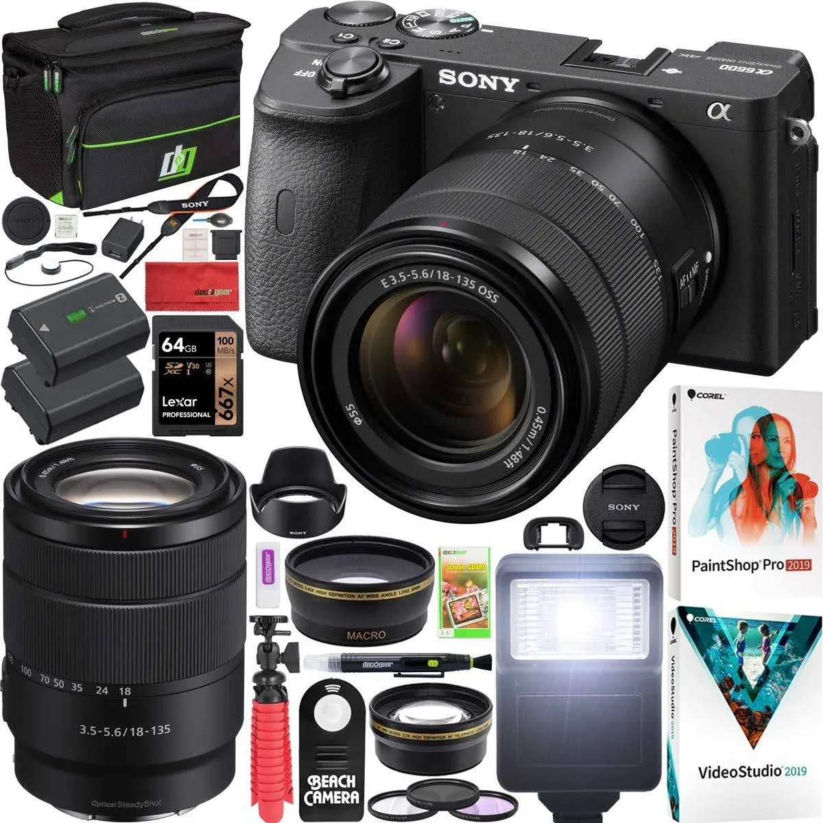 Sony a6600 Mirrorless Camera 4K APS-C ILCE-6600MB 18-135mm Lens Accessory Bundle