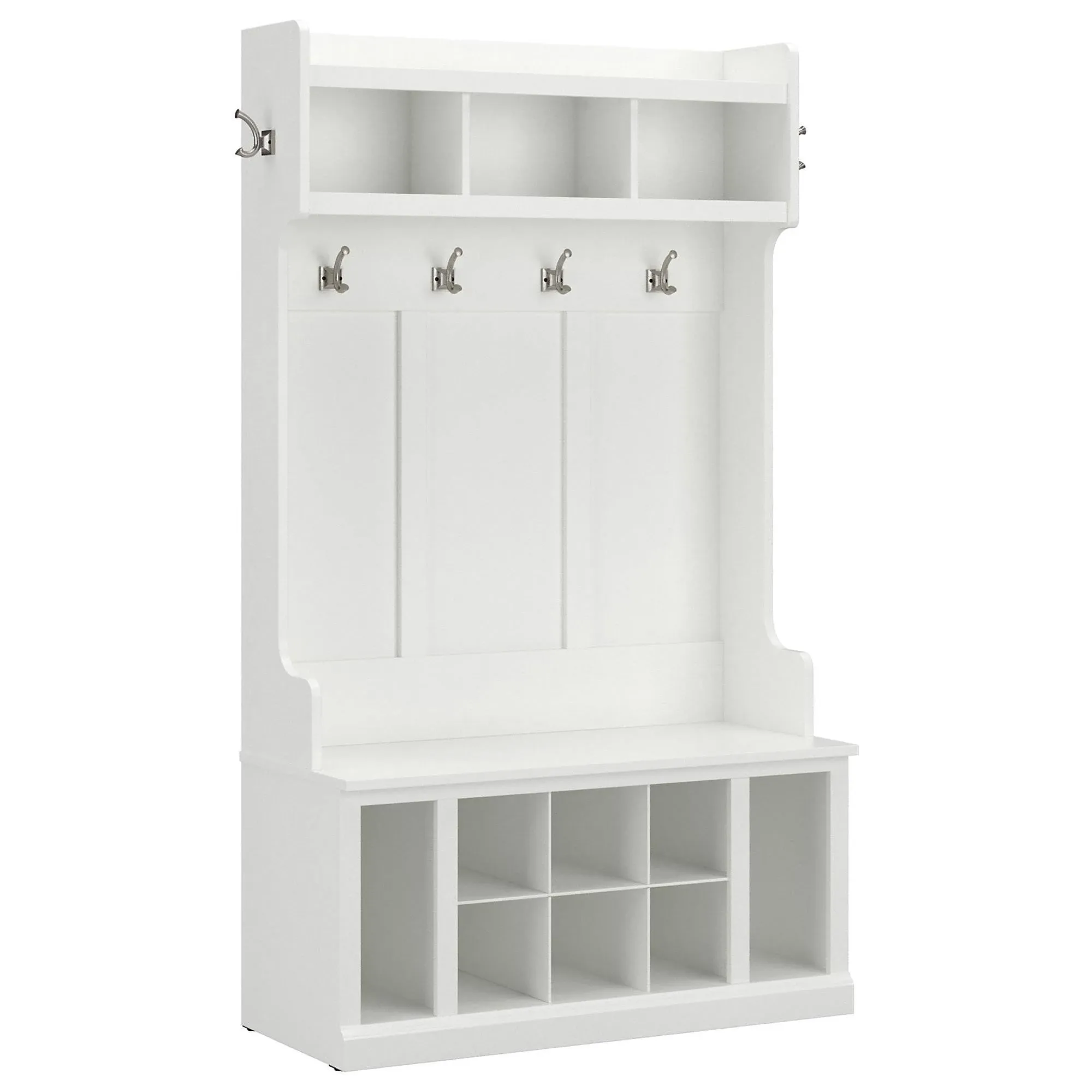 Kathy Ireland Home by Bush Furniture Woodland 40W Hall Tree and Shoe Storage ...