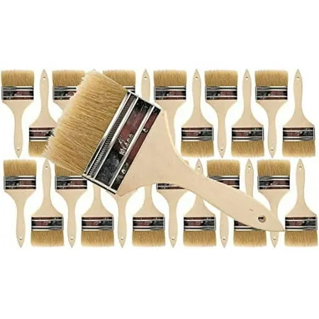 Pro Grade Chip Brush 4 inch Professional Paint Brushes 24 Pack Natural China Bristle Paintbrush Set