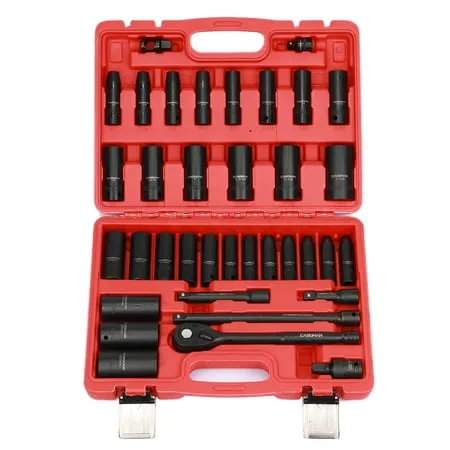 CASOMAN 1/2&#034; Drive Master Impact Socket Set, 36 Piece Deep, Standard SAE 3/8&#034; To