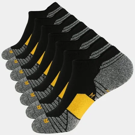 WANDER Men's Athletic Running Socks 7 Pairs Thick Cushion Ankle Socks for Men Sport Low Cut Socks 6-9/10-12/12-14