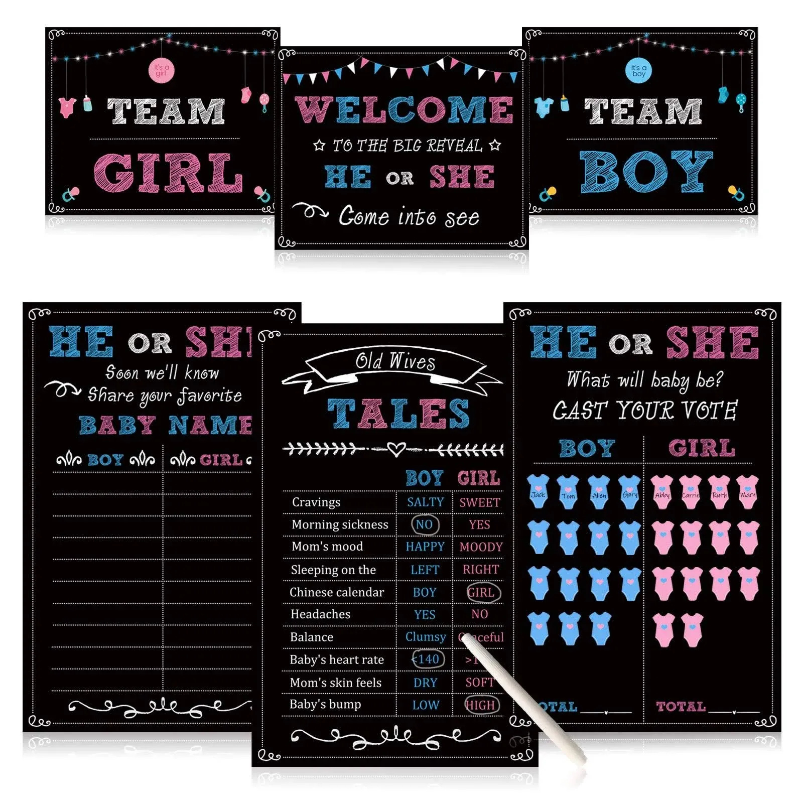 Baby Gender Reveal Party Supplies Kit,Photo Props Games Decorations,Boy or Gir