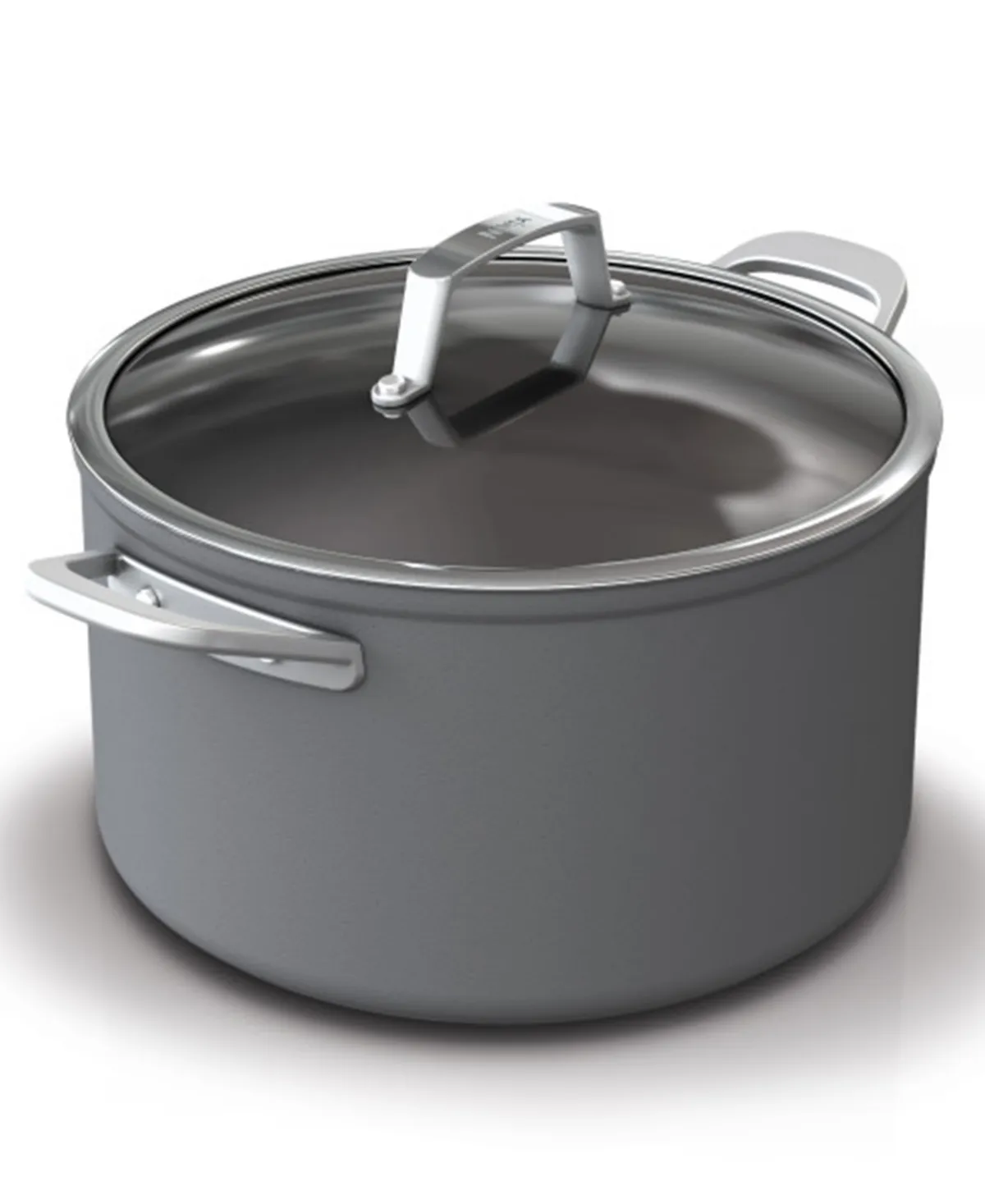 Ninja - Foodi NeverStick Premium Hard-Anodized 8-Quart Stock Pot with Glass Lid - Grey