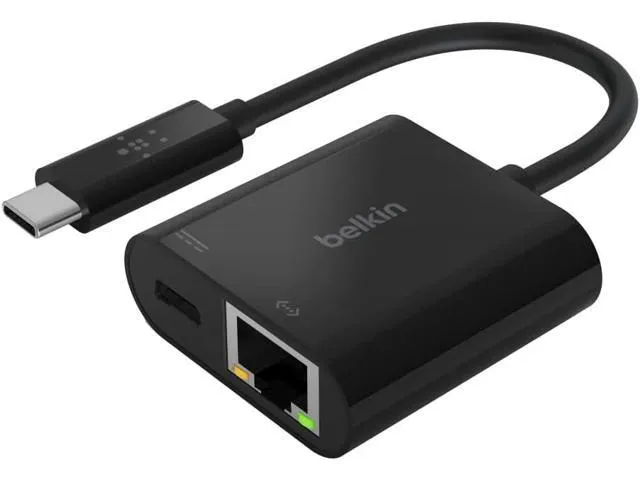 Belkin USB-C to Ethernet Adapter + Charge & USB-IF Certified USB Type C (USB-C) to Gigabit Ethernet Adapter