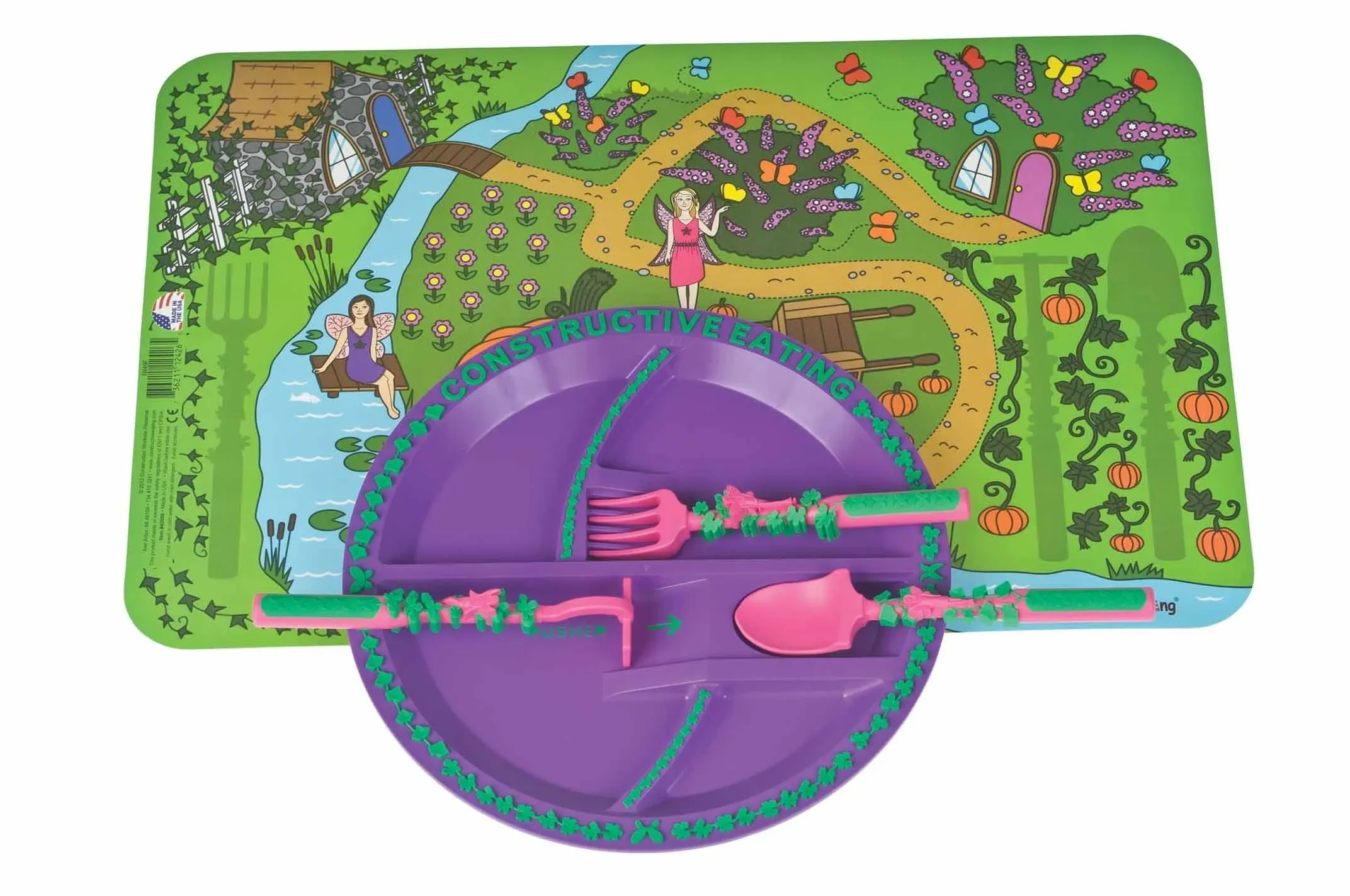 Constructive Eating Garden Fairy Combo with Utensil Set, Plate and...