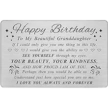 DEGASKEN Granddaughter Birthday Card for Girls Women, Happy Birthday Granddaughter from Grandpa Grandma, Metal Wallet Card