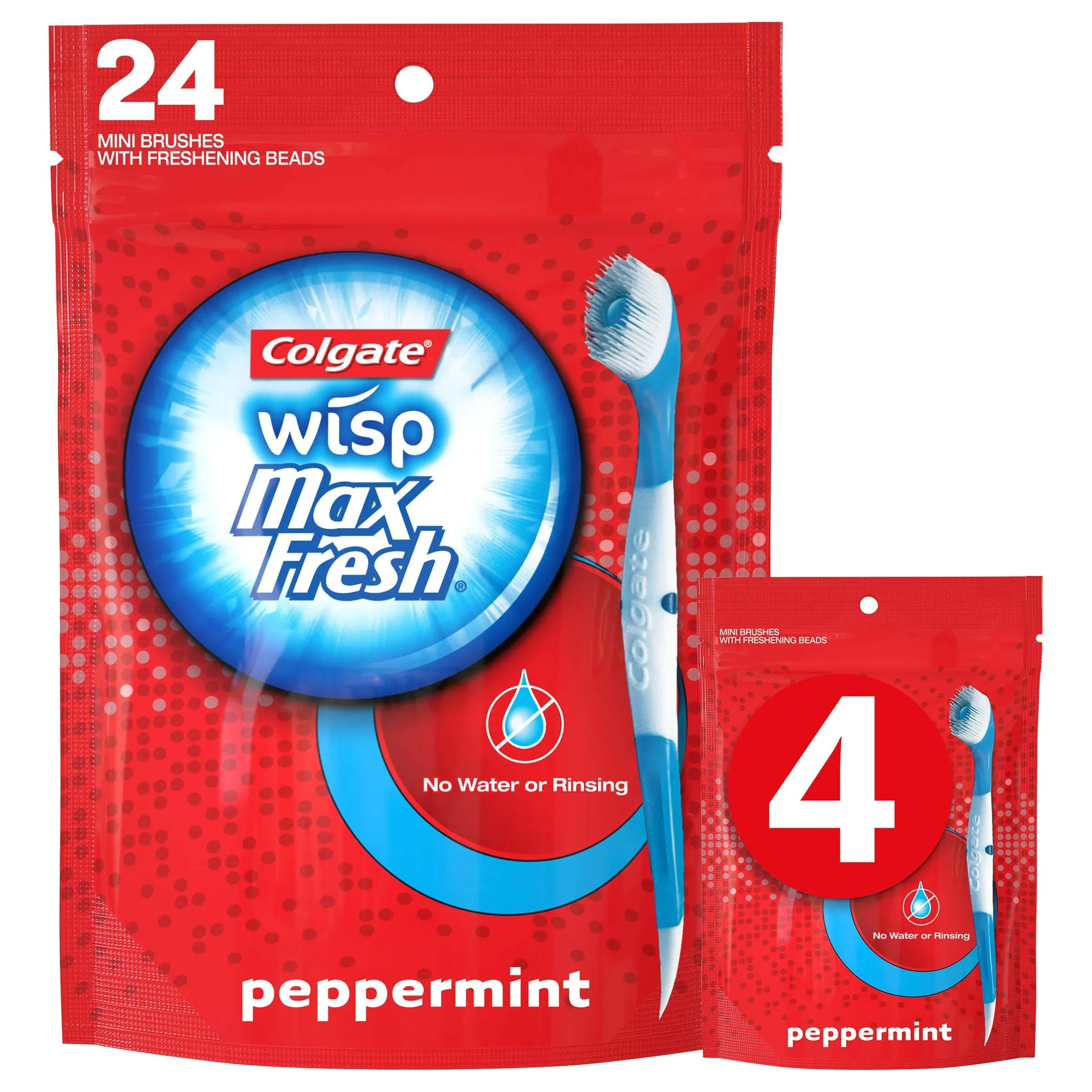 Colgate Max Fresh Wisp Tek Kullanımlık Mini Seyahat Diş Fırçaları, Nane, 24 Adet (4'lü Paket)