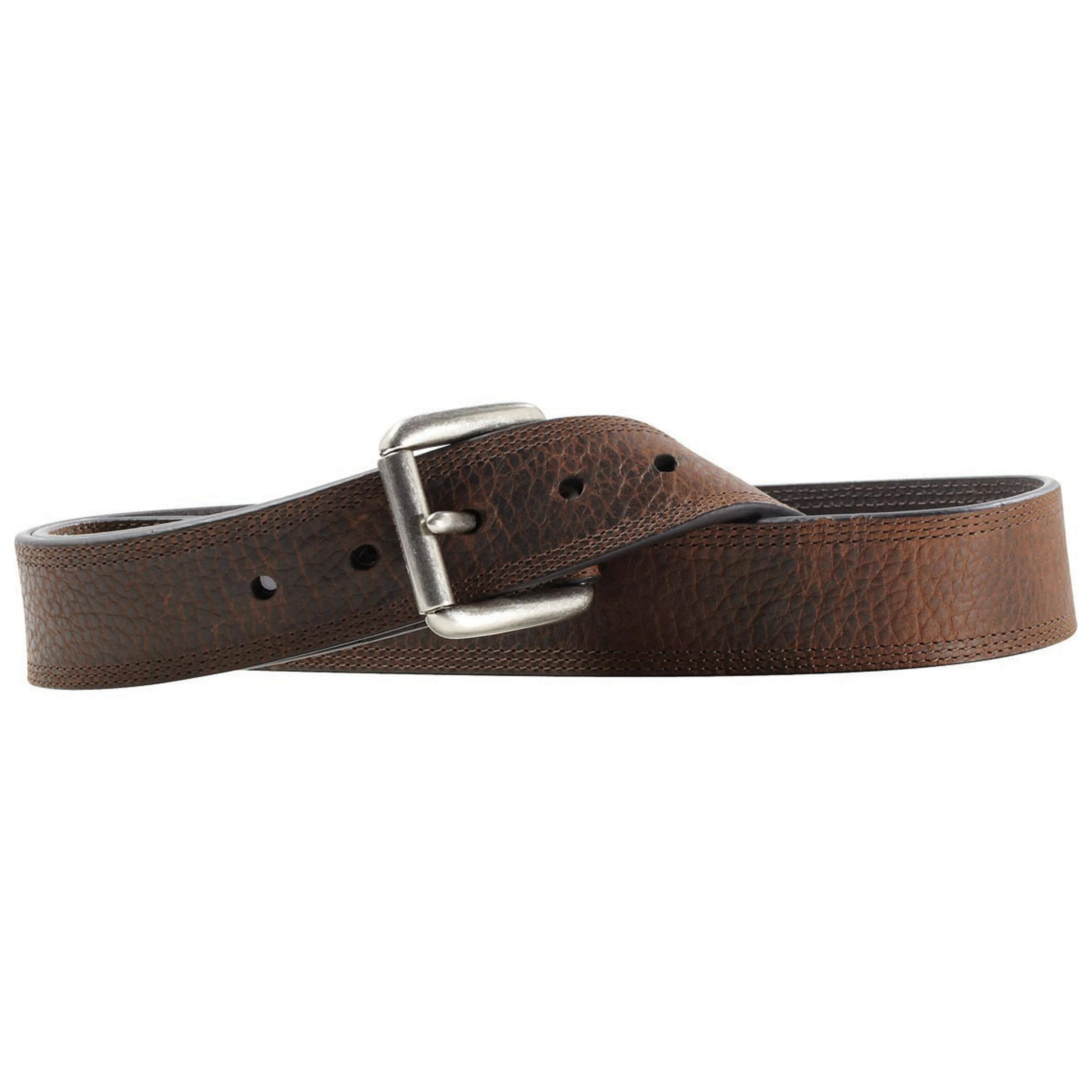 Dark Brown Triple Stitch Leather Belt, 42