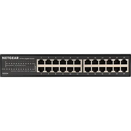 NETGEAR 24-Port Gigabit Ethernet Unmanaged Switch (GS324) - Desktop, Wall, or Rackmount, Silent Operation