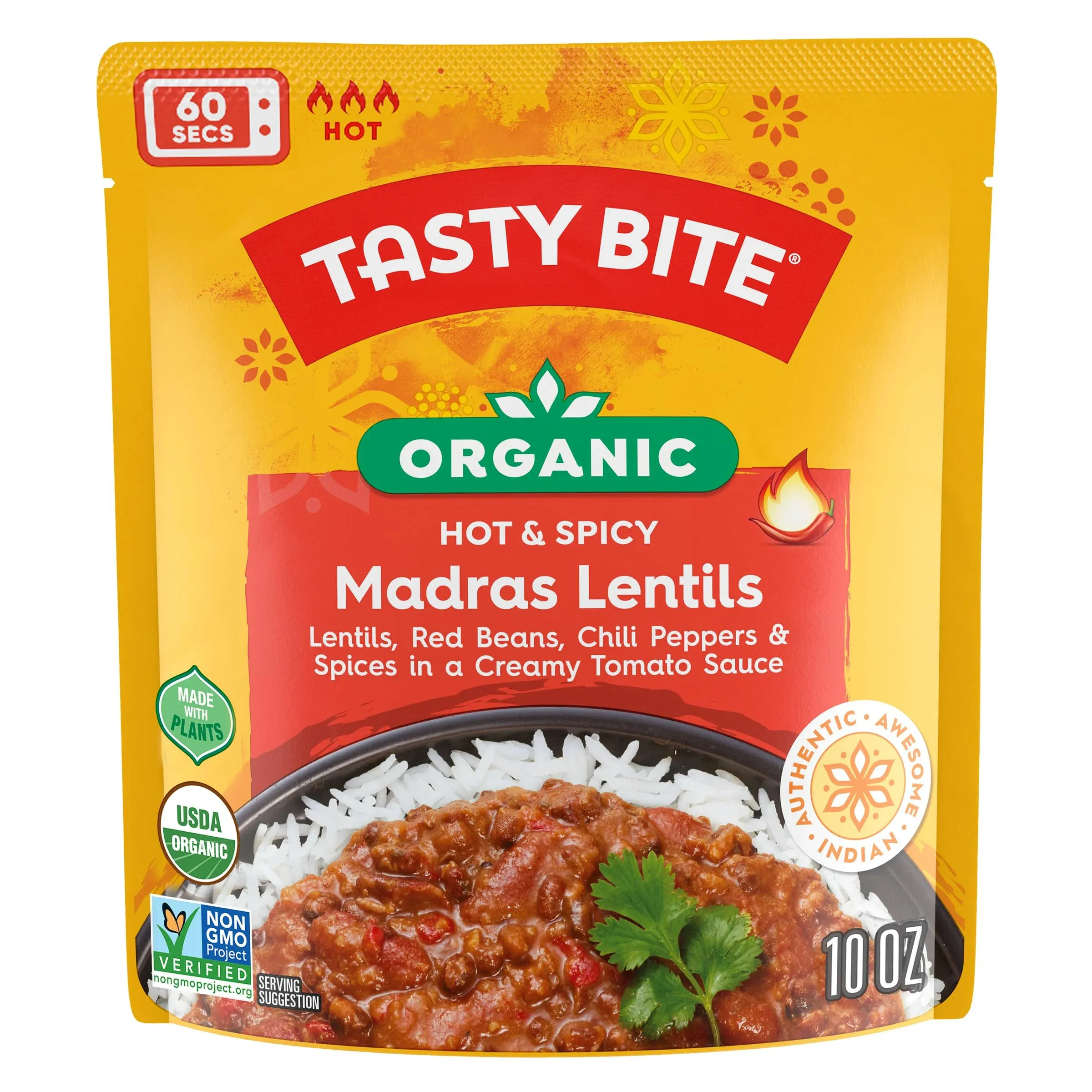 Tasty Bite Organic Madras Lentils, 8 x 10 oz