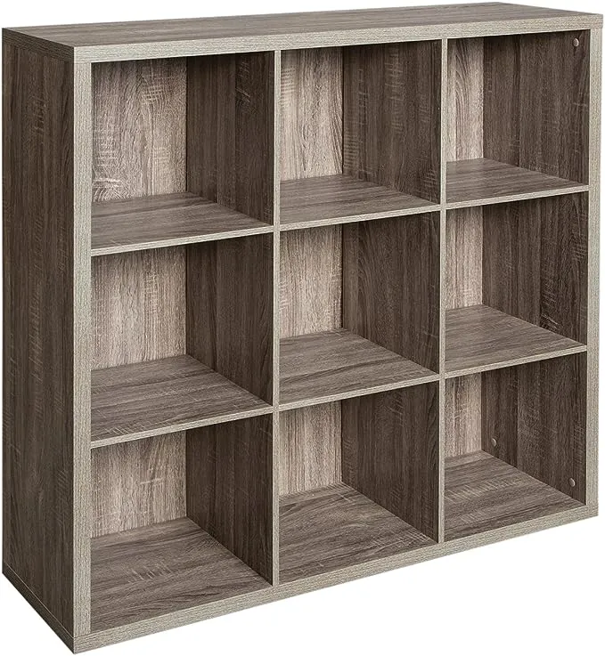 ClosetMaid 9 Cube Storage Shelf Organizer Bookshelf with Back Panel, Easy Assembly, Wood, Weathered Gray