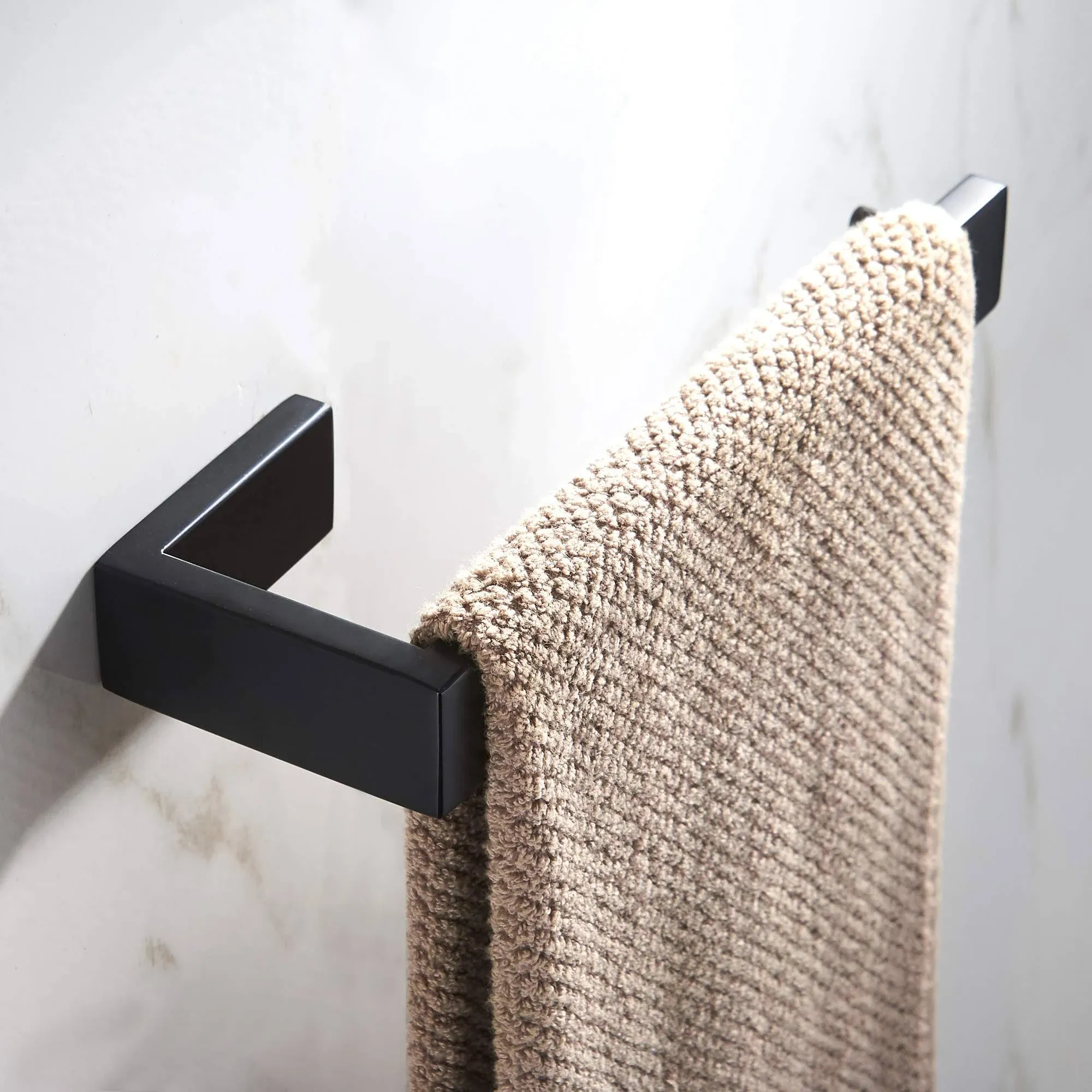 JunSun Rectangular Towel Holder Stainless Steel Holder, Matte Black 