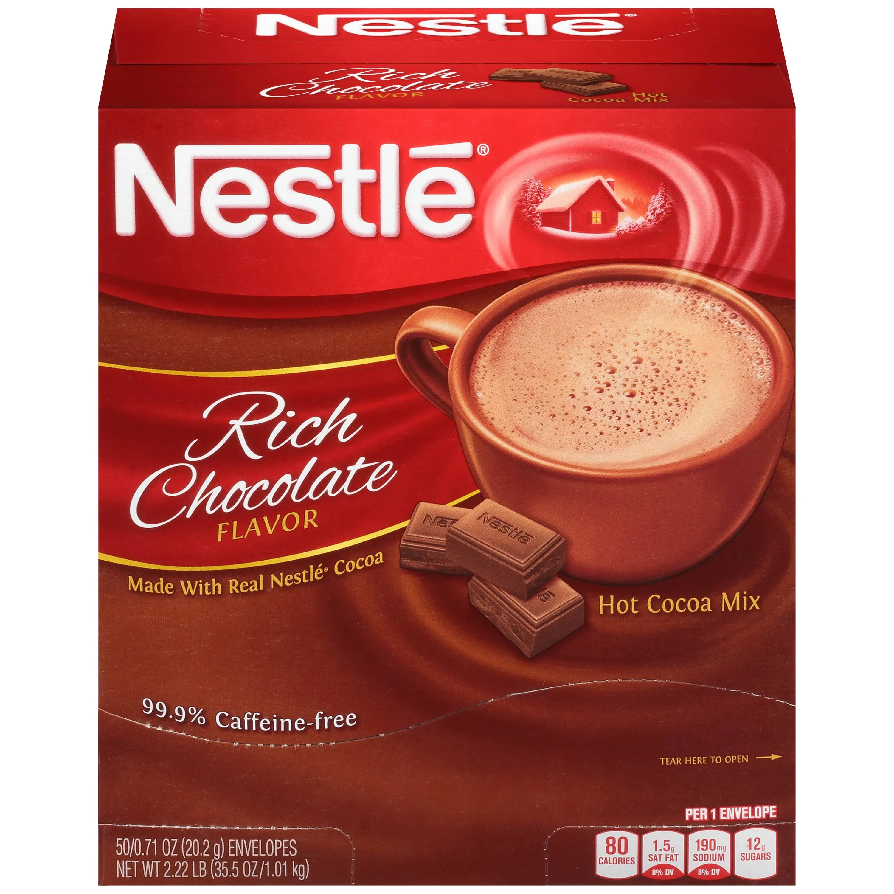 Nestle Hot Chocolate Packets, Hot Cocoa Mix, Rich Chocolate Flavor, Made with Real Cocoa, 0.71 oz, Bulk Pack (50 Count)