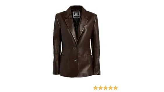 Brown 2-Button Lambskin Leather Blazer Women - Casual Coat Long Sleeves Suit Style Leather Jacket Women