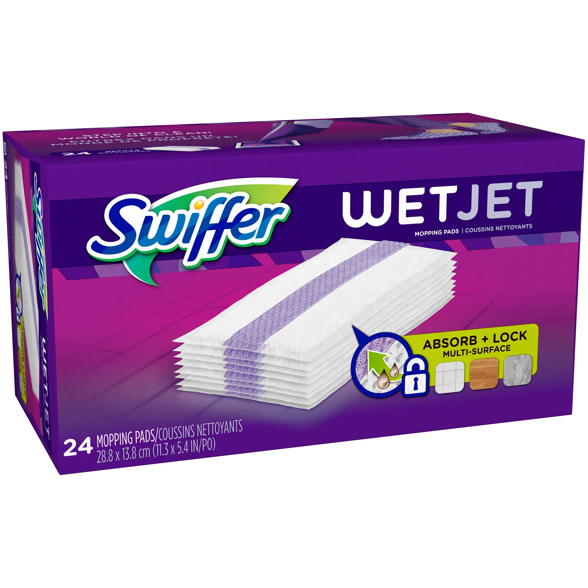 Swiffer WetJet Hardwood Floor Cleaner Spray Mop Pad Refill, Multi Surface, 24 Count