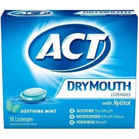 ACT Dry Mouth Soothing Mint Lozenges 18 ea (Pack of 3)