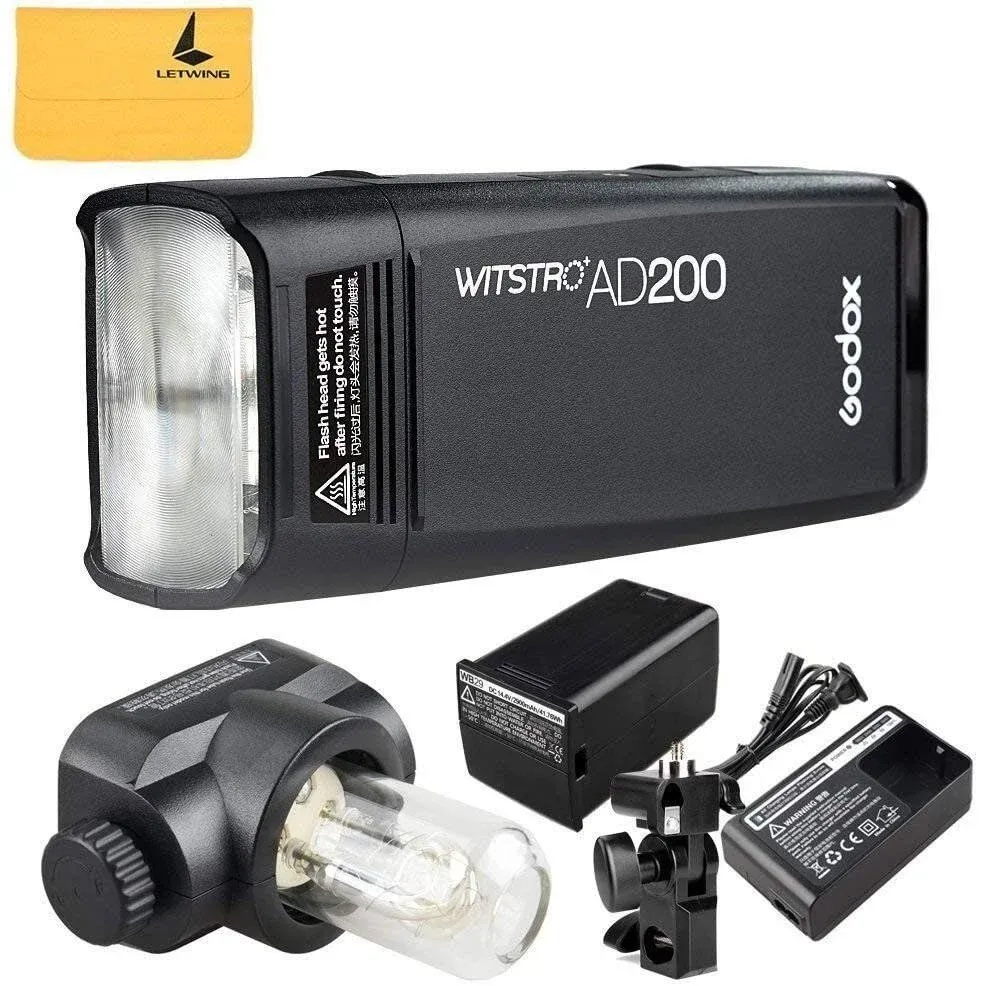 US Godox AD200 2.4 TTL 1/8000s Pocket Flash Speedlite Double Head w/ Battery