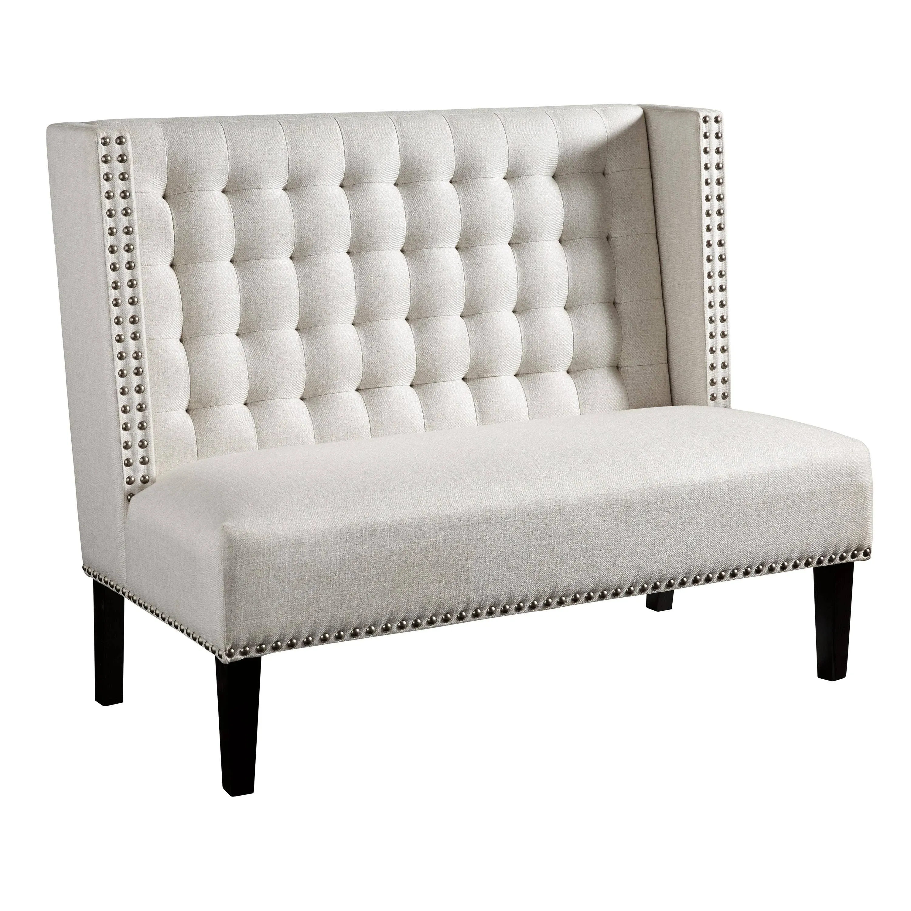 Signature Design by Ashley Beauland Modern Chic Upholstered Tufted Accent Settee Bench, Cream