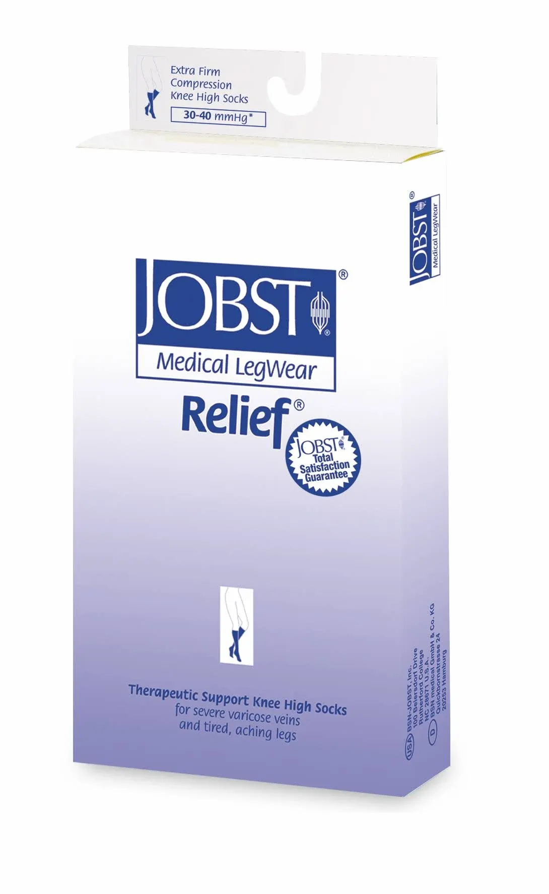 JOBST Relief Knee High Graduated Compression Socks, 30-40 mmHg - Comfortable Unisex Design - Closed Toe, Black, X-Large